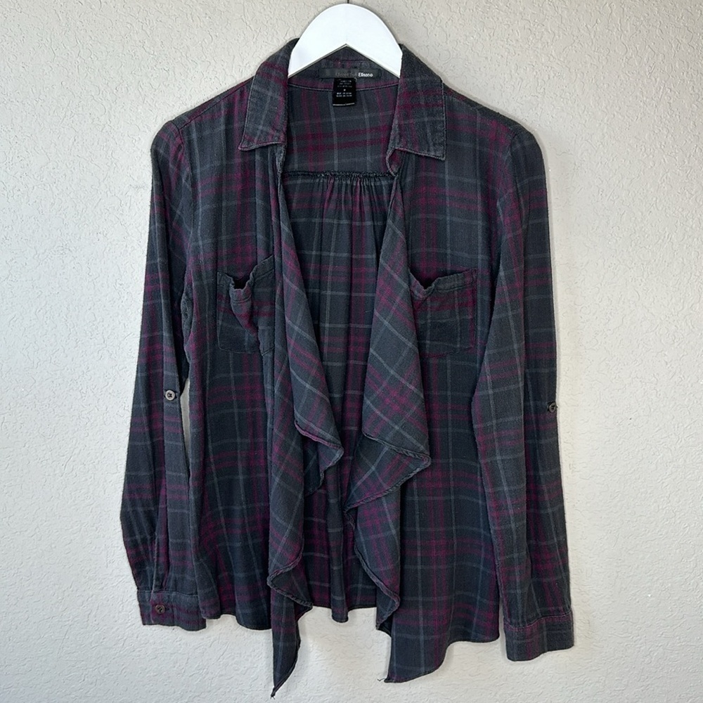 Ellison Open Front Fly‎ Away Flannel Shirt Size Medium